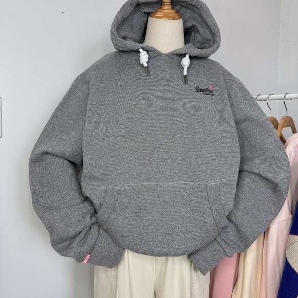 Superdry Heather Gray Hoodie Oversized - Picture 1 of 3
